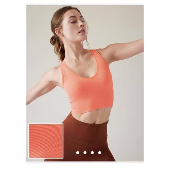 Athleta Aurora Seamless Crop Ribbed Tank Bright Orange Size XS NWOT - Picture 3 of 7